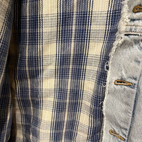 Levis Trucker Jacket Mens Size M Light Wash Distressed Denim Blanket Lined Vtg - Picture 5 of 16